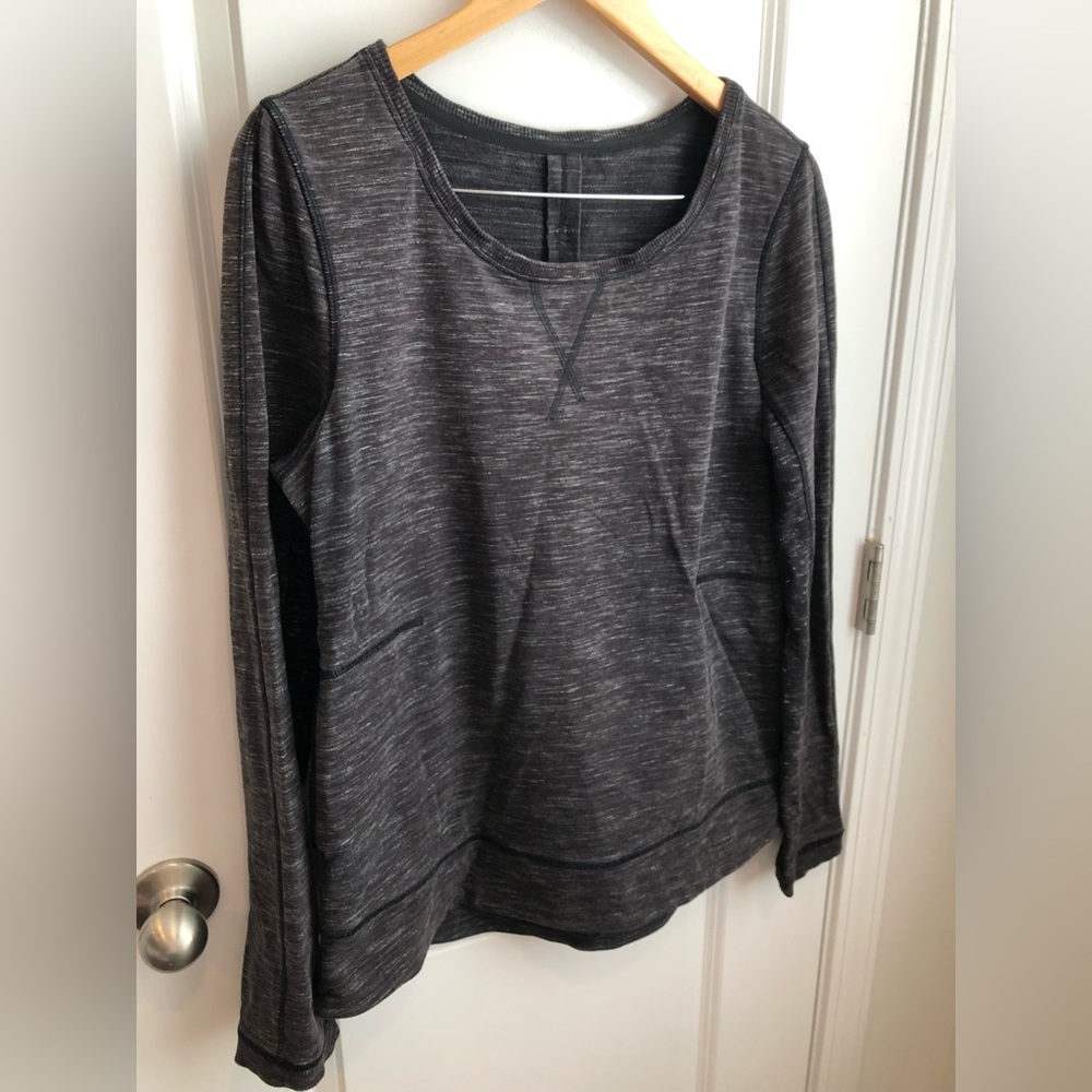 Lululemon Exhalation Pullover II in Heathered Marled Black Size 10